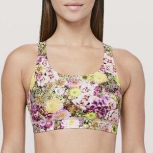 Lululemon energy bra inflorescent multi purple‎ yellow flower